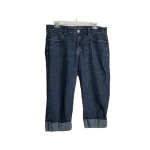 Denim Capri Pants Womens 12 Cuffed Stretch Medium Wash Foster Jeans Y2K